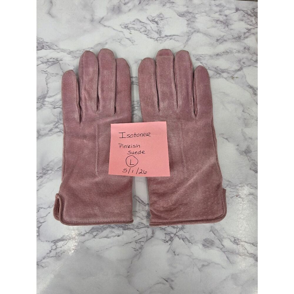 Isotoner Women's Pink Suede Lined Driving Gloves - Picture 10 of 12